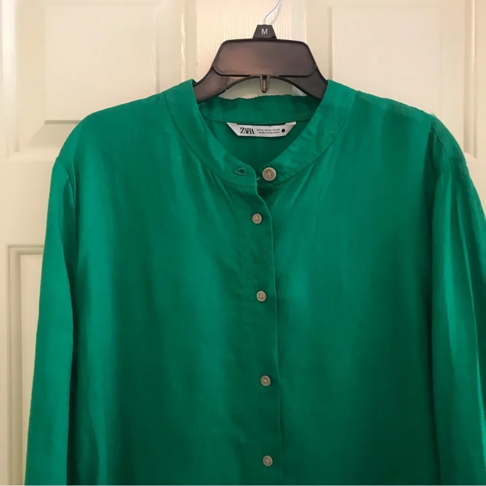 Zara linen tunic dress emerald green XL_13